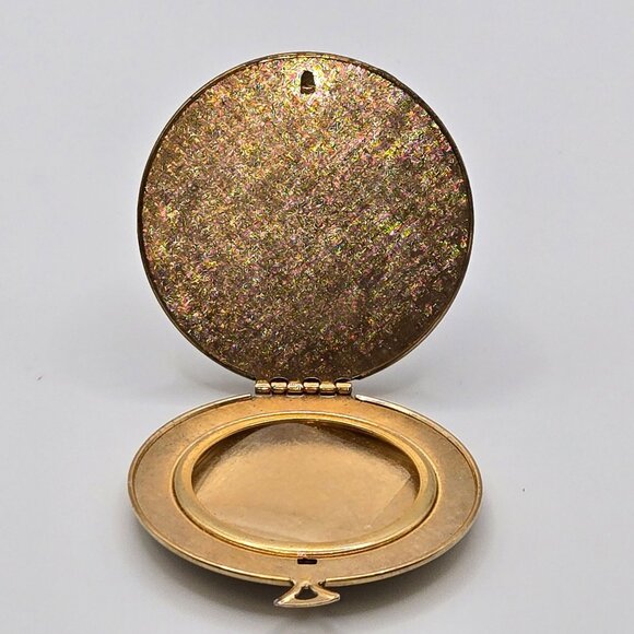 VTG AVON Compact Locket Cross Stitch Needlepoint Floral Roses Tapestry Pendent - Picture 4 of 12